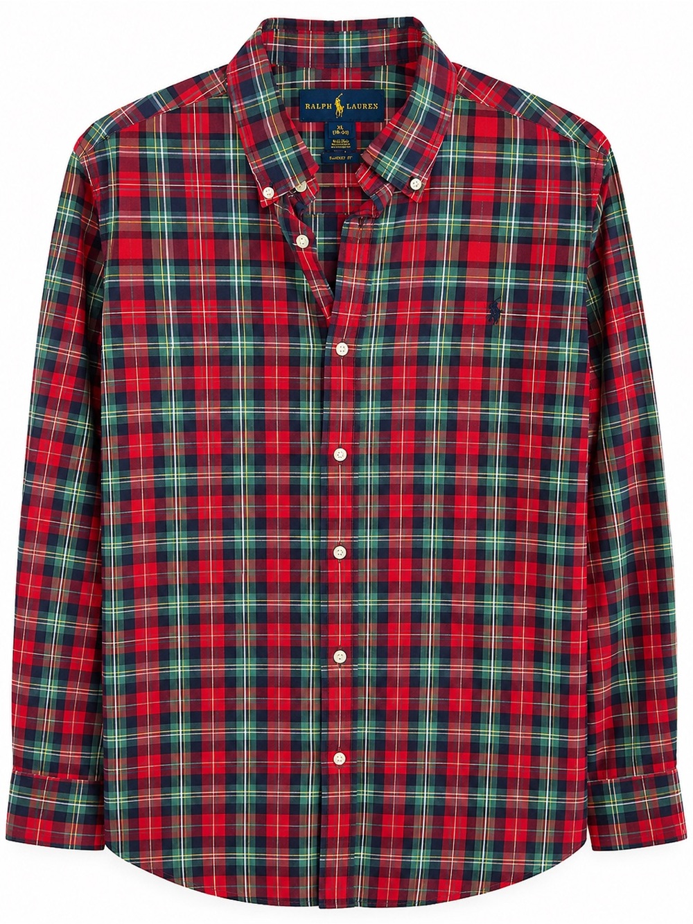 Ralph Lauren Red and Green Tartan Button-Down Shirt